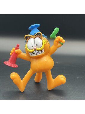 Garfield Party Happy Birthday PVC Figurine 1980s Jim Davis Htf Rare